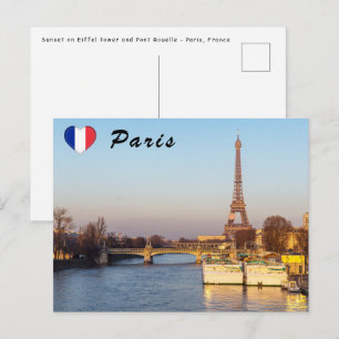 Zonsondergang op Eiffeltoren en Pont Rouelle - Par Briefkaart