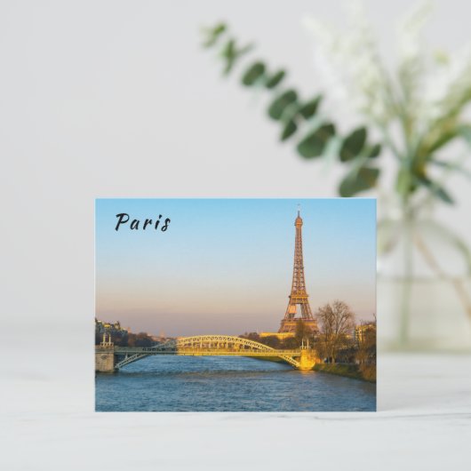 Zonsondergang op Eiffeltoren en Pont Rouelle - Par Briefkaart (Staand voorkant)