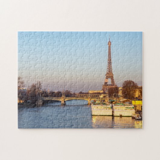 Zonsondergang op Eiffeltoren en Pont Rouelle - Par Legpuzzel (Horizontaal)