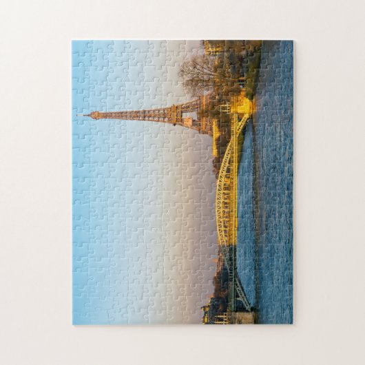 Zonsondergang op Eiffeltoren en Pont Rouelle - Par Legpuzzel (Verticaal)
