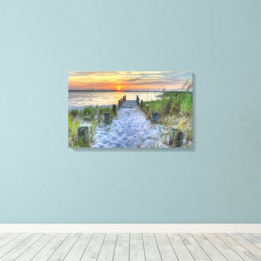 Zonsondergang op Fenwick Canvas Afdruk (Insitu (Houten vloer))
