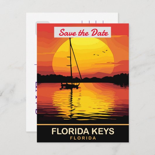 Zonsondergang op Florida Keys Save The Date (Voorkant / Achterkant)