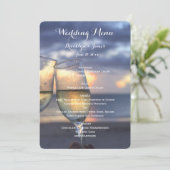 Zonsondergang Op Het Bruiloftsmenu Aan Het Strand Menu (Staand voorkant)