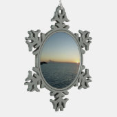 Zonsondergang op het eiland Antigua II Tin Sneeuwvlok Ornament (Links)