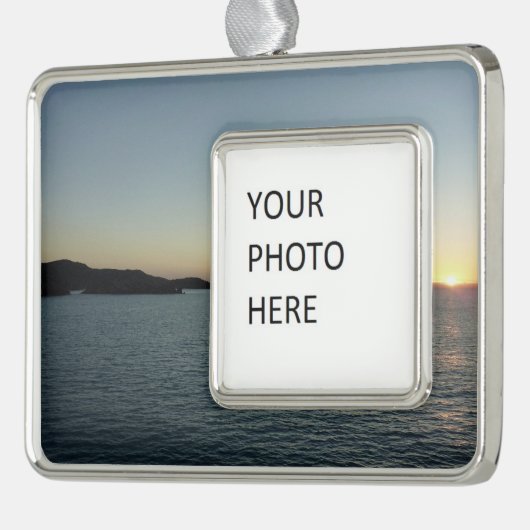 Zonsondergang op het eiland Antigua II Verzilverd Omlijst Ornament (Links)