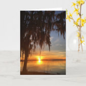 Zonsondergang op het Lake wenskaart Kaart (Gele Bloem)