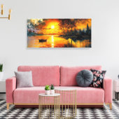 Zonsondergang op het meer canvas afdruk (Insitu (Woonkamer))