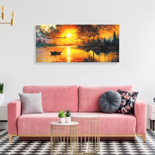 Zonsondergang op het meer canvas afdruk (Insitu (Woonkamer))