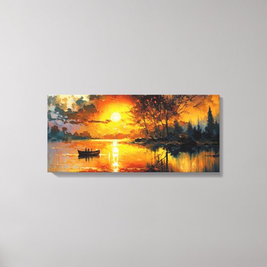 Zonsondergang op het meer canvas afdruk (Voorkant)