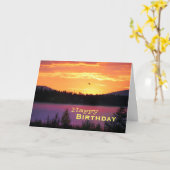 Zonsondergang op het Meer, Gelukkige Verjaardag Kaart (Gele Bloem)