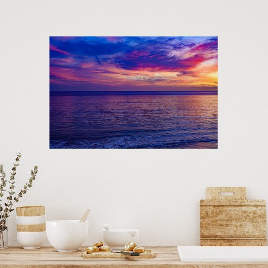 zonsondergang op het strand 2 poster (Keuken)