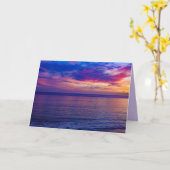 zonsondergang op het strand 2 wenskaart kaart (Gele Bloem)