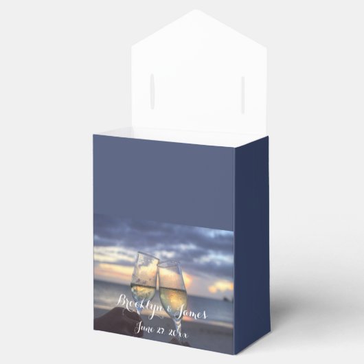 Zonsondergang op het strand Blauw bruiloft gunst d Bedankdoosjes (Geopend)
