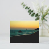 zonsondergang op het strand briefkaart (Staand voorkant)