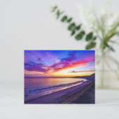 Zonsondergang op het strand briefkaart (Staand voorkant)