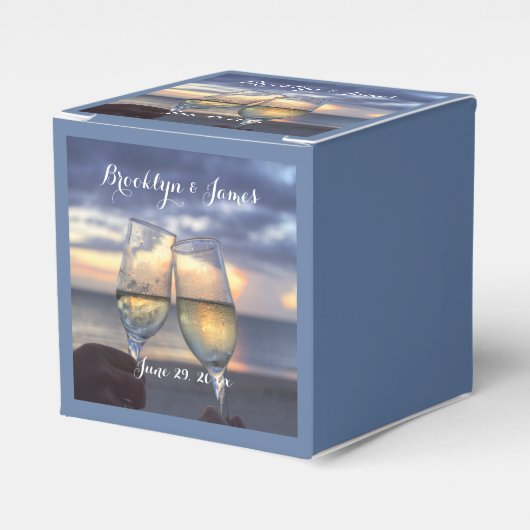 Zonsondergang op het strand bruiloft gunst dozen bedankdoosjes (Voorkant Zijde)