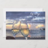 Zonsondergang op het strand bruiloft kaart (Voorkant)