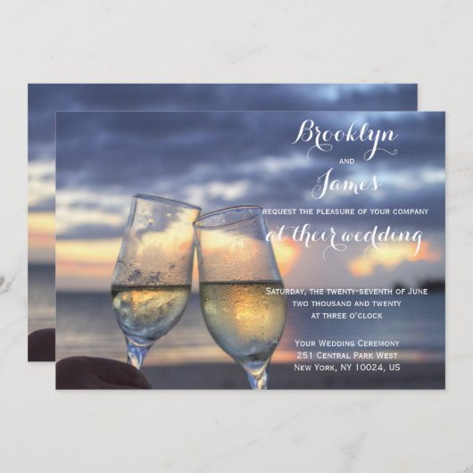 Zonsondergang op het strand bruiloft kaart (Voorkant / Achterkant)