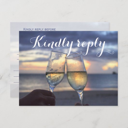 Zonsondergang op het strand bruiloft RSVP Briefkaa Uitnodiging Briefkaart (Voorkant / Achterkant)