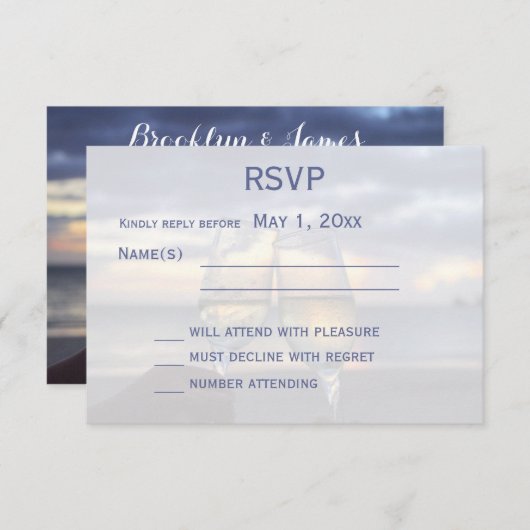 Zonsondergang op het strand bruiloft RSVP kaart (Voorkant / Achterkant)