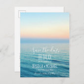 Zonsondergang op het strand bruiloft Save the Date Aankondigingskaart (Voorkant / Achterkant)