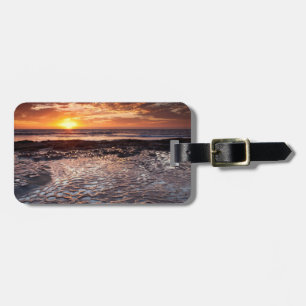 Zonsondergang op het strand, Californië Bagagelabel