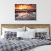 Zonsondergang op het strand, Californië Canvas Afdruk (Insitu (Slaapkamer))