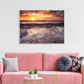 Zonsondergang op het strand, Californië Canvas Afdruk (Insitu (Woonkamer))