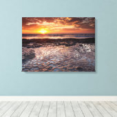 Zonsondergang op het strand, Californië Canvas Afdruk (Insitu (Houten vloer))