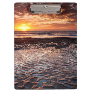Zonsondergang op het strand, Californië Klembord
