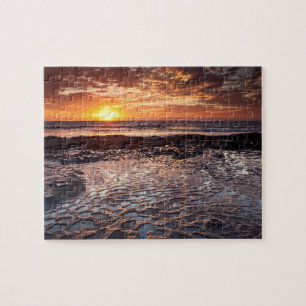 Zonsondergang op het strand, Californië Legpuzzel