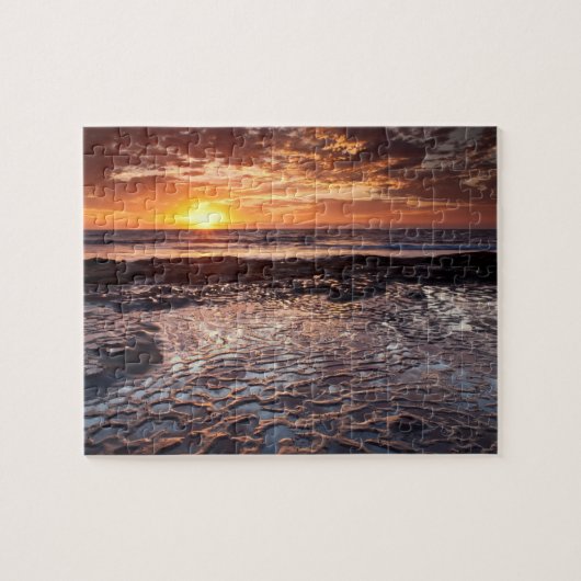 Zonsondergang op het strand, Californië Legpuzzel (Horizontaal)