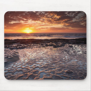 Zonsondergang op het strand, Californië Muismat