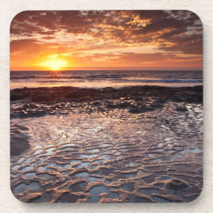 Zonsondergang op het strand, Californië Onderzetter