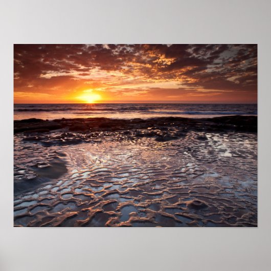 Zonsondergang op het strand, Californië Poster (Voorkant)