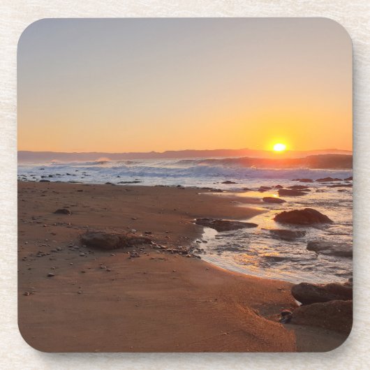 Zonsondergang op het strand in Paphos Bier Onderzetter (Voorkant)