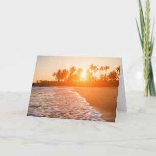 Zonsondergang op het Strand met Kokospalmen   Sri Kaart