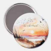 Zonsondergang op het strand met vogels magneet (Voorkant / Achterkant)