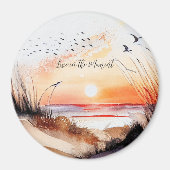 Zonsondergang op het strand met vogels magneet (Voorkant)