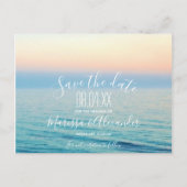 Zonsondergang op het strand Ocean Wedding Save the Aankondigingskaart (Voorkant)