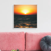 Zonsondergang op het strand op canvas afdruk (Insitu (Woonkamer))