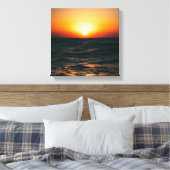 Zonsondergang op het strand op canvas afdruk (Insitu (Slaapkamer))