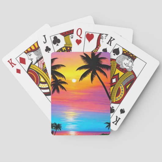 Zonsondergang op het strand pokerkaarten (Achterkant)