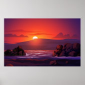 Zonsondergang op het strand poster (Voorkant)