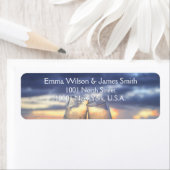 Zonsondergang op het strand retouradreslabels etiket (Insitu)