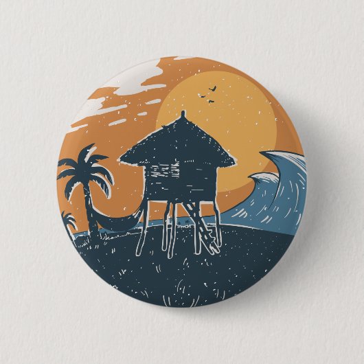 Zonsondergang op het strand ronde button 5,7 cm (Voorkant)