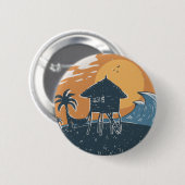 Zonsondergang op het strand ronde button 5,7 cm (Voorkant /achterkant)