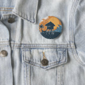 Zonsondergang op het strand ronde button 5,7 cm (In situ)