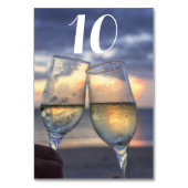 Zonsondergang op het strand Trouwtafel nummers Kaart (Achterkant)