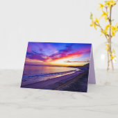 zonsondergang op het strand wenskaart kaart (Gele Bloem)